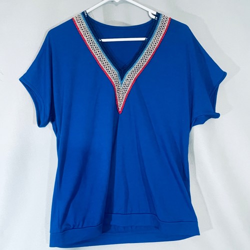 Top donna blu - , scollo