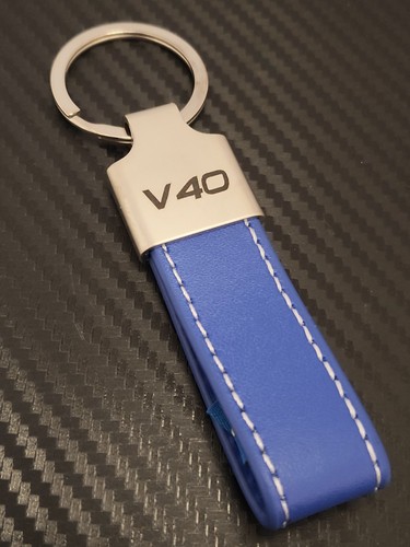 Volvo v40 blue leather keyring - volvo,